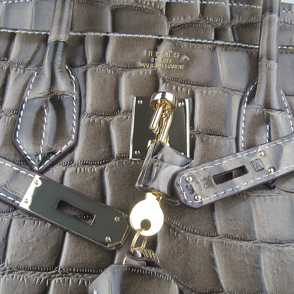 High Quality Fake Hermes Birkin 35CM Crocodile Veins Leather Bag Khaki 6089 - Click Image to Close